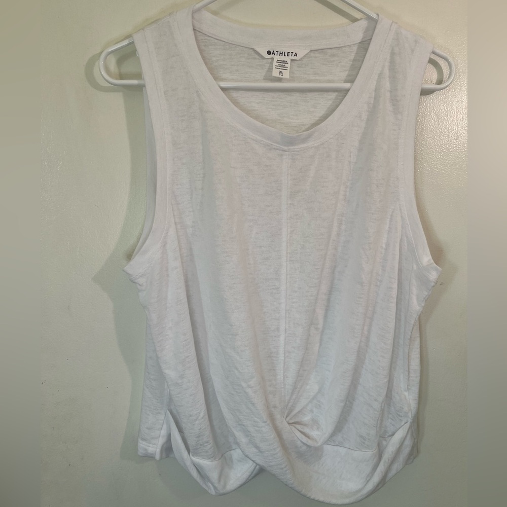 Athleta white twist bottom tank women’s size XL